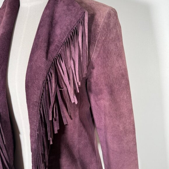 Bellissima Suede Purple Fringe Jacket Boho Western S - Picture 2 of 12